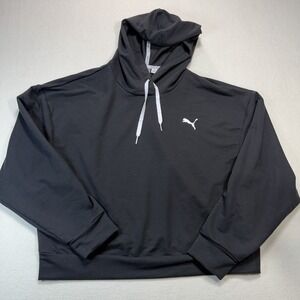Puma Women's Black Pullover "Keeps You Dry" Cropped Hoodie Sz. M Long Sleeves